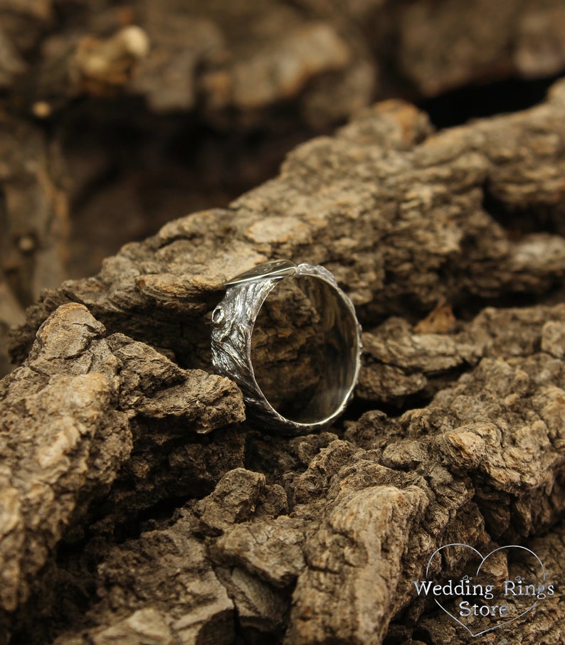 Unique Mens initial Ring with Shield in Silver