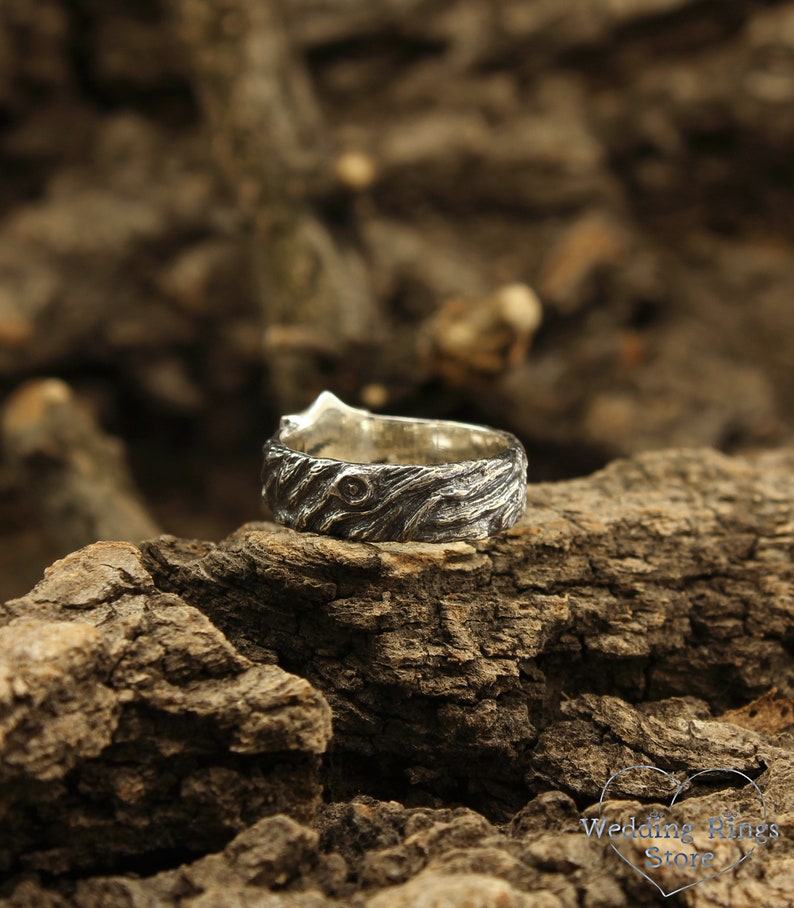 Unique Mens initial Ring with Shield in Silver