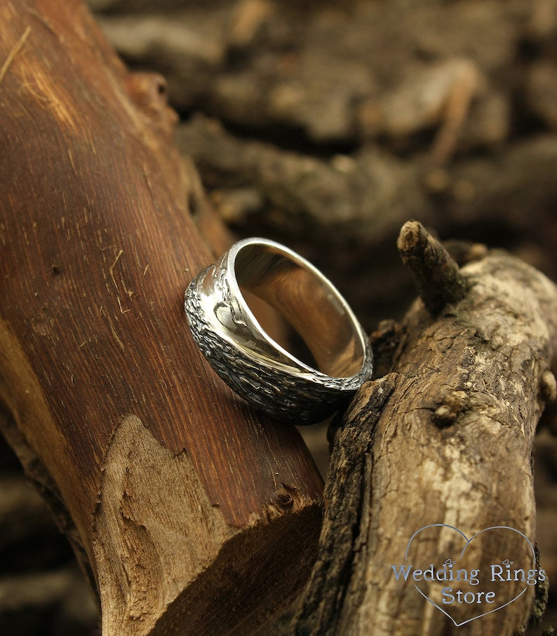 Family Tree unisex Silver Wedding Band