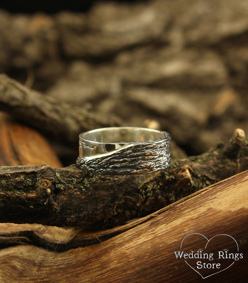 Family Tree unisex Silver Wedding Band