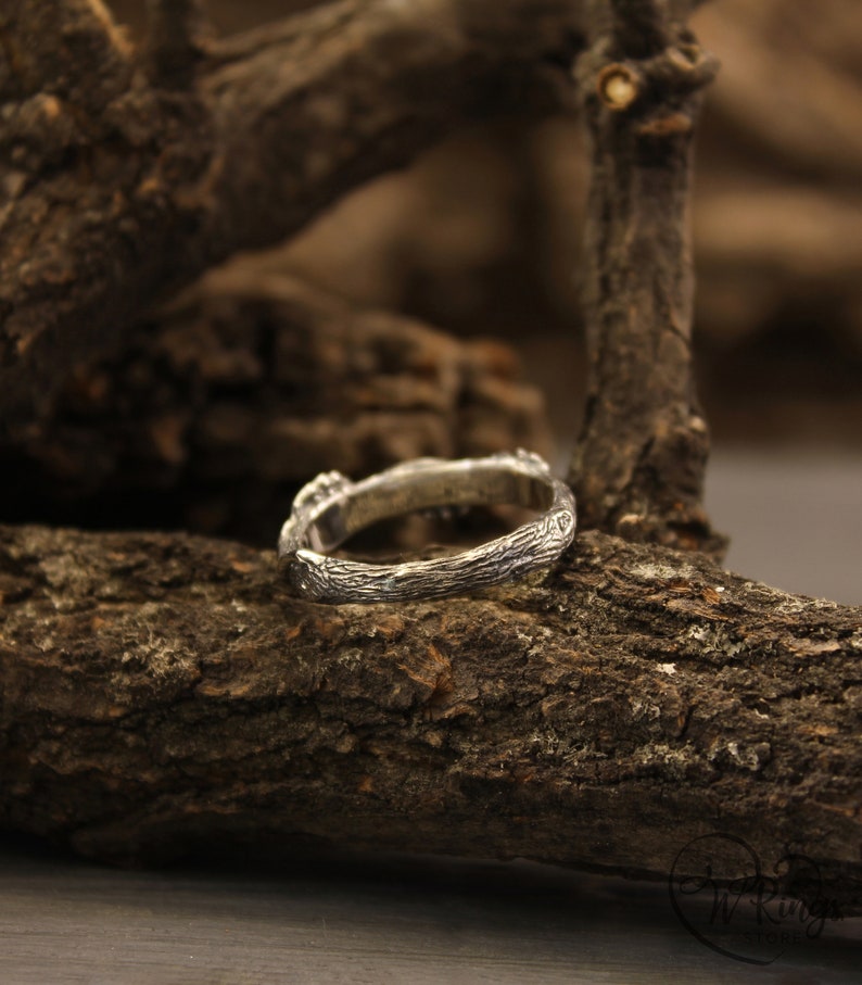 Branch Ring with oak Leaves — Oak leaf Silver Wedding Band