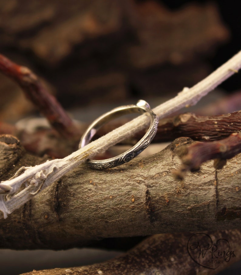 Topaz Silver Ring in Minimalist style with Silver Twig Band