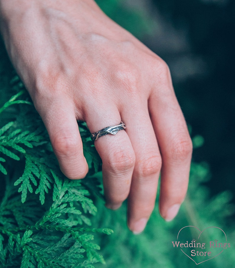 Forest Nature Branch Wedding Ring made in Solid Silver