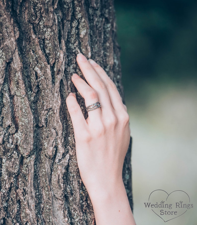 Unique Silver Branch Ring — Branch Wedding Band