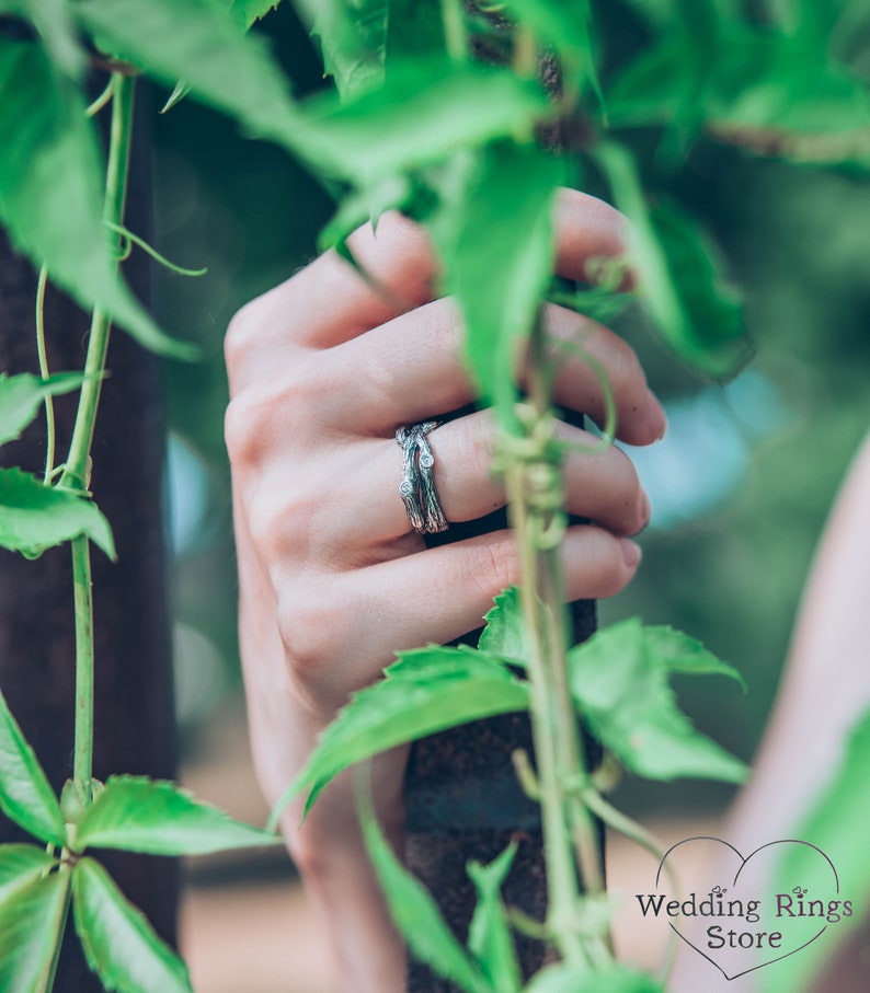 Nature inspired Fine Silver Branch — Women's Promise Ring