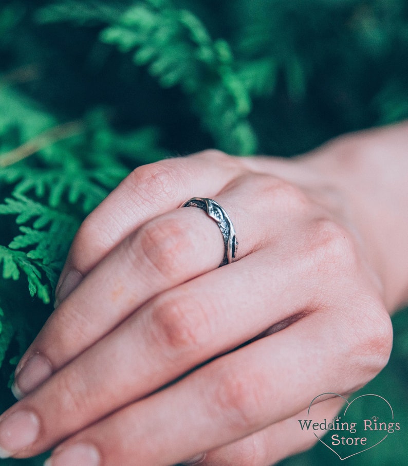 Forest Nature Branch Wedding Ring made in Solid Silver