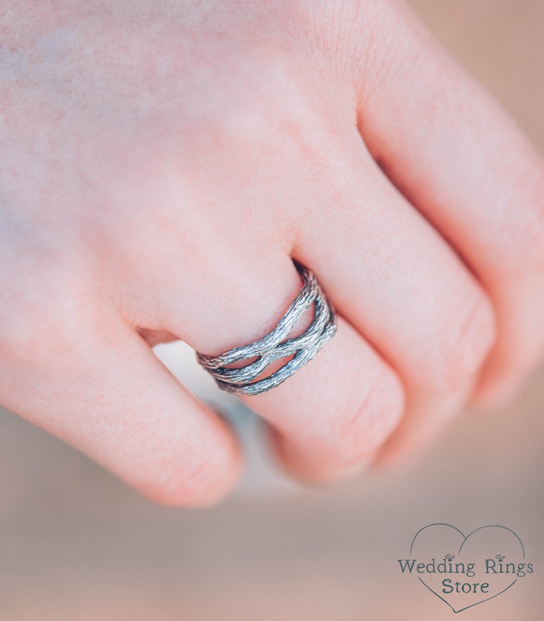 Unique Silver Branch Ring — Branch Wedding Band