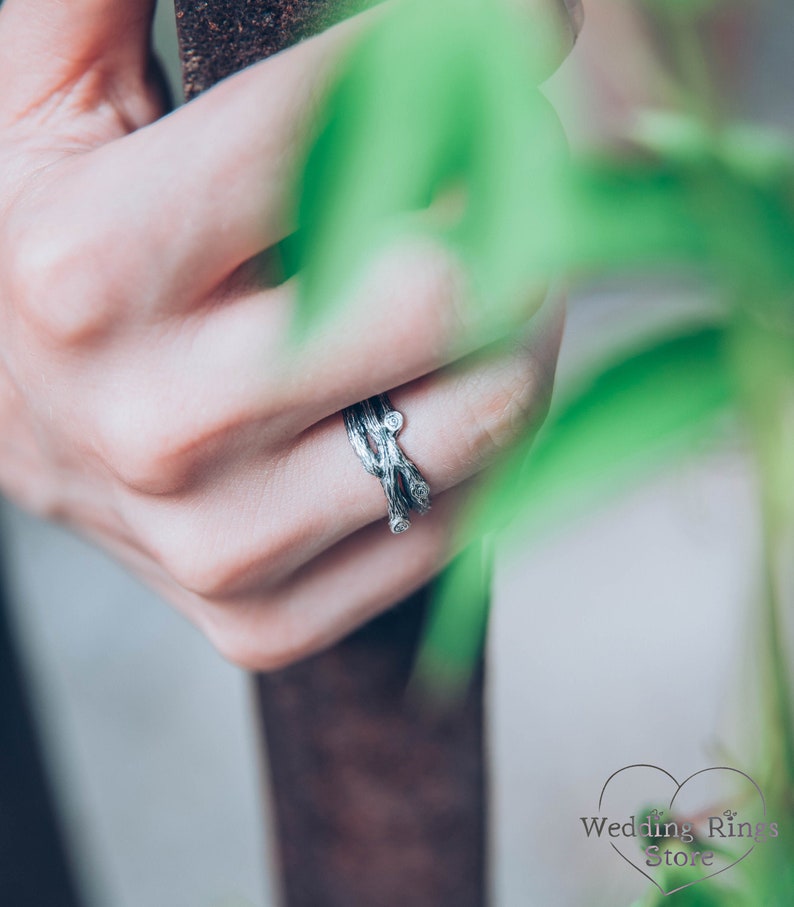 Nature inspired Fine Silver Branch — Women's Promise Ring