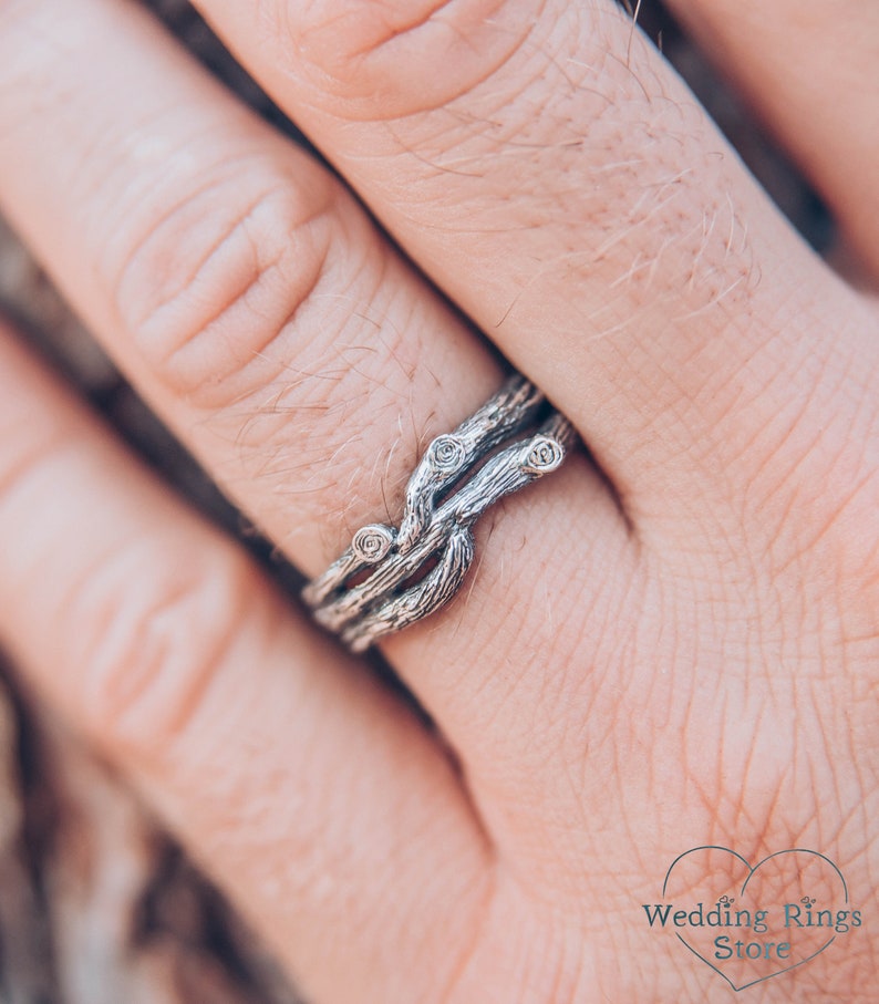 Nature inspired Fine Silver Branch — Women's Promise Ring