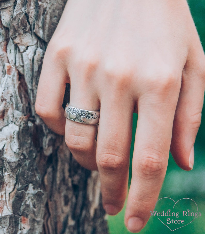 Tree of Life Ring — Sterling Silver Nature Wedding Band