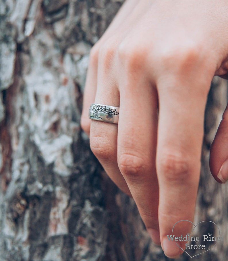 Tree of Life Ring — Sterling Silver Nature Wedding Band