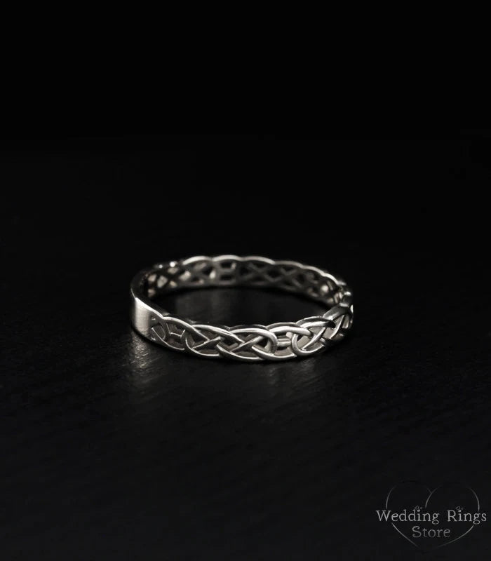 Silver Irish pattern braid Wedding Ring