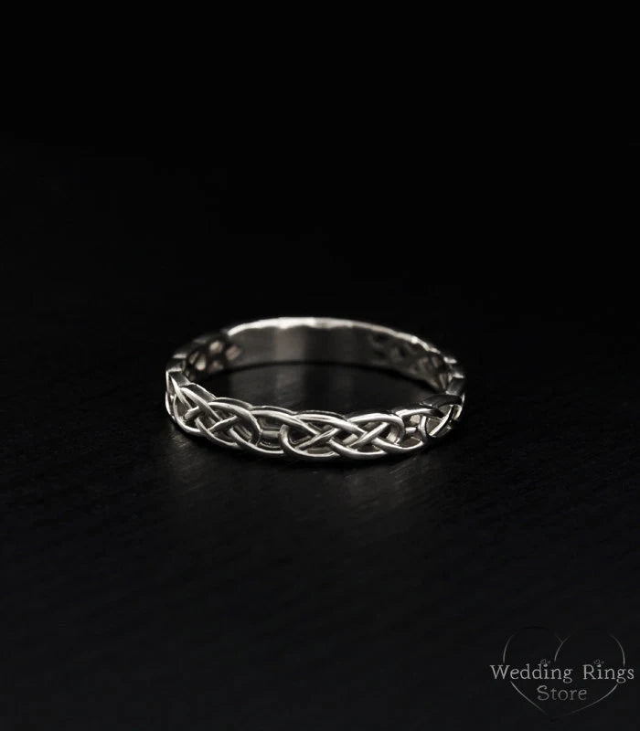 Silver Irish pattern braid Wedding Ring