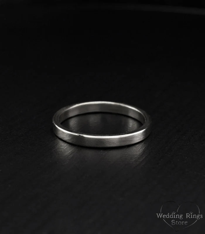 Traditional Minimal Silver Matching Wedding Bands