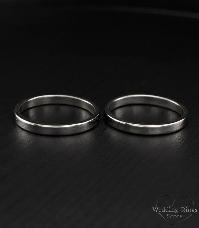 Traditional Minimal Silver Matching Wedding Bands