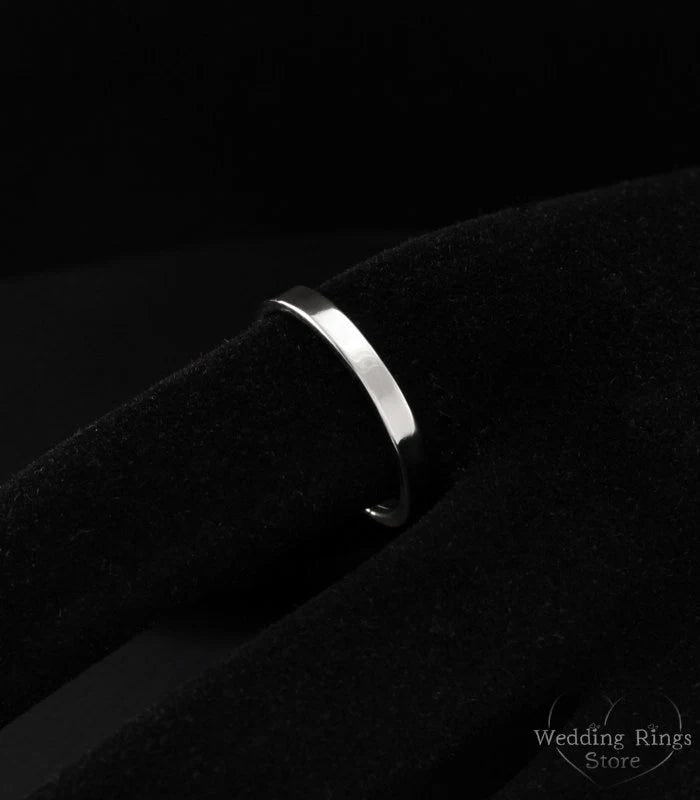 Traditional Minimal Silver Matching Wedding Bands