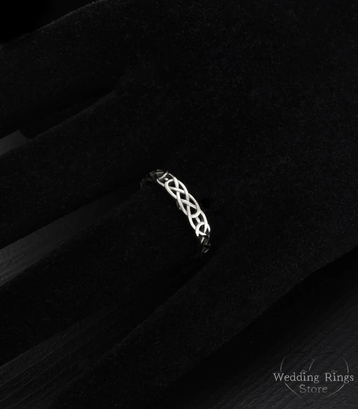 Silver Celtic Knot Couple Rings Set