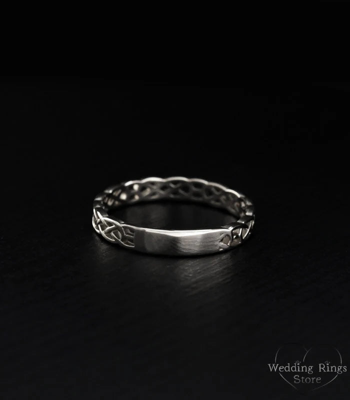 Silver Irish pattern braid Wedding Ring