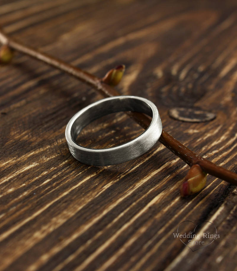 4mm Simple Silver Wedding Band in Matte finish