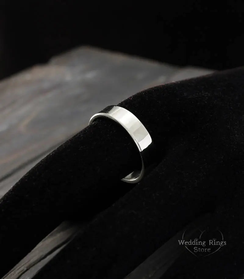 5mm Simple Flat Wedding Ring — Sterling Silver Plain Band