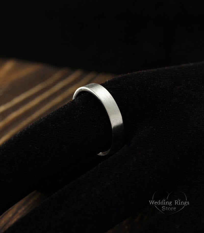 4mm Simple Silver Wedding Band in Matte finish