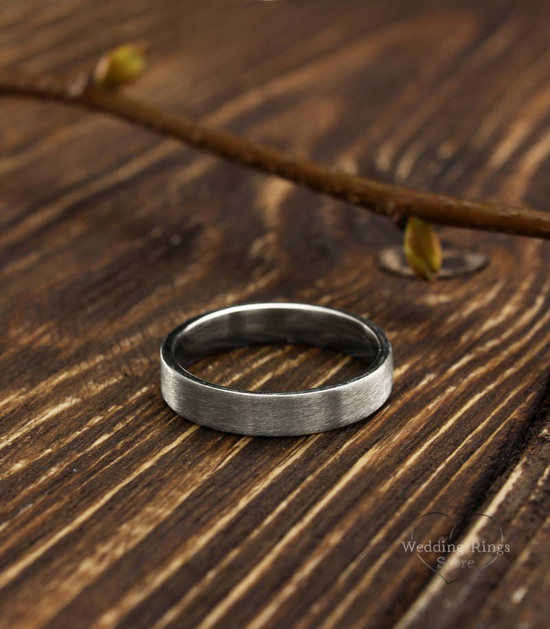 4mm Simple Silver Wedding Band in Matte finish