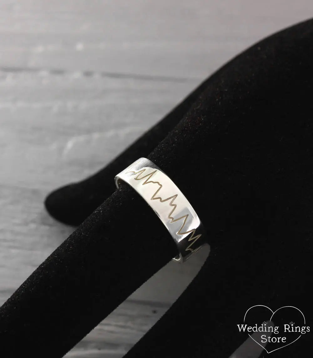 Pulse Wedding Band 7mm in Shiny Sterling Silver