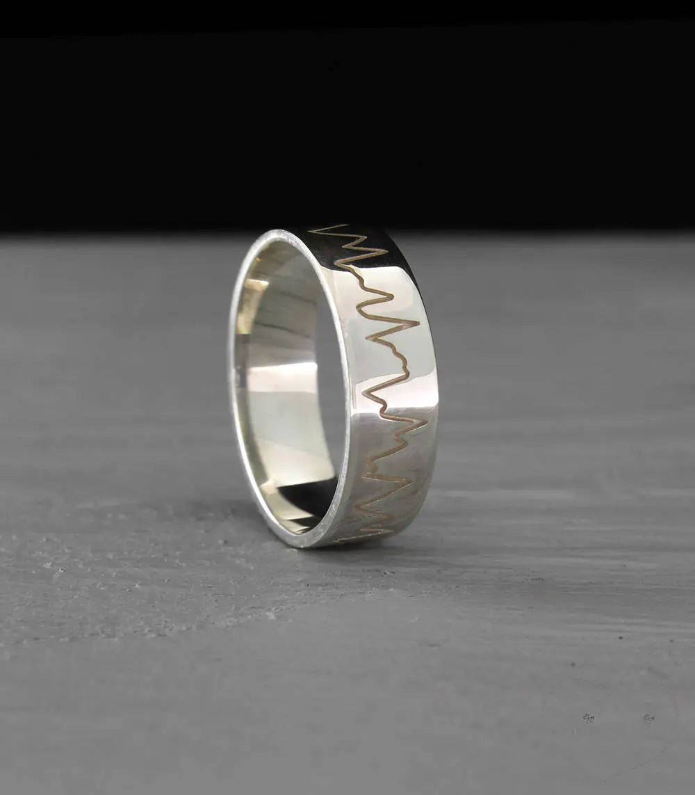 Pulse Wedding Band 7mm in Shiny Sterling Silver