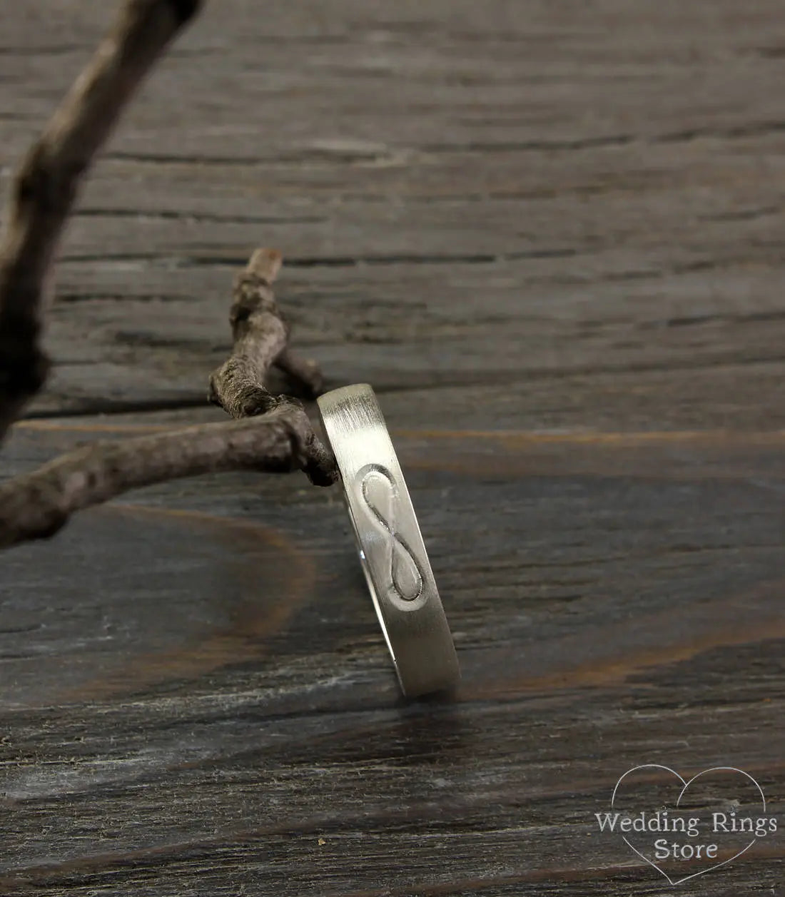 Infinity Symbol Plain Silver Ring in matte finish