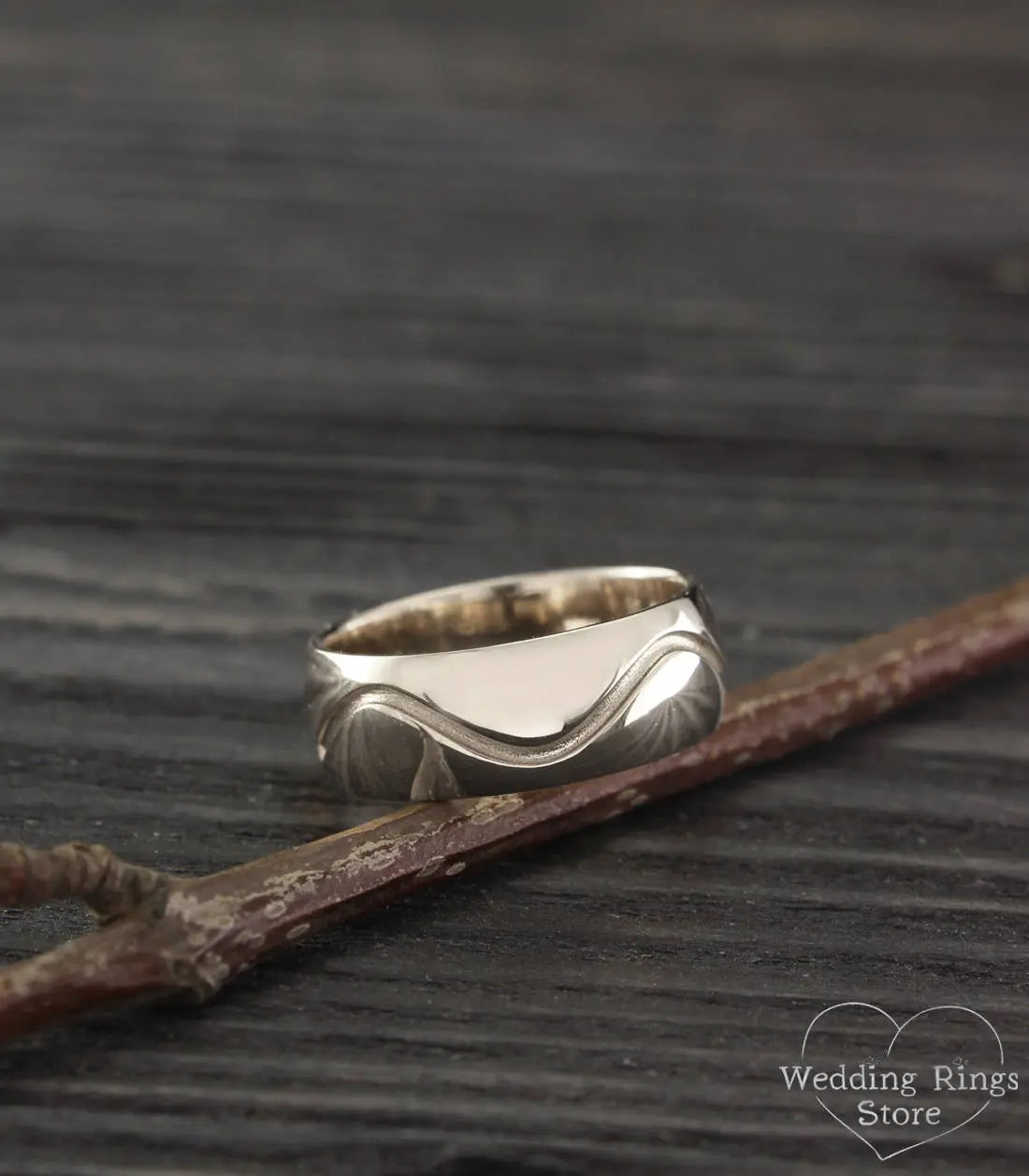 Sterling Silver Bold Wave Wedding Band