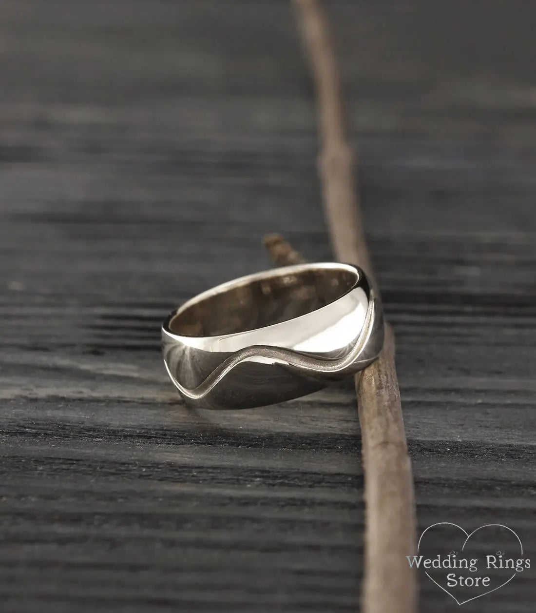 Sterling Silver Bold Wave Wedding Band