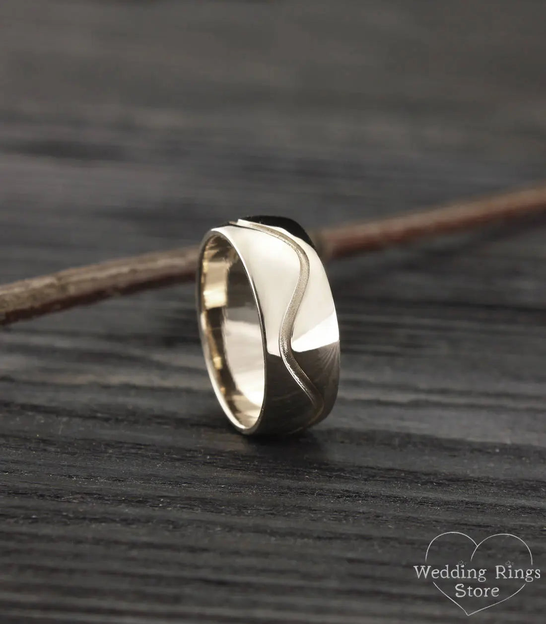 Sterling Silver Bold Wave Wedding Band