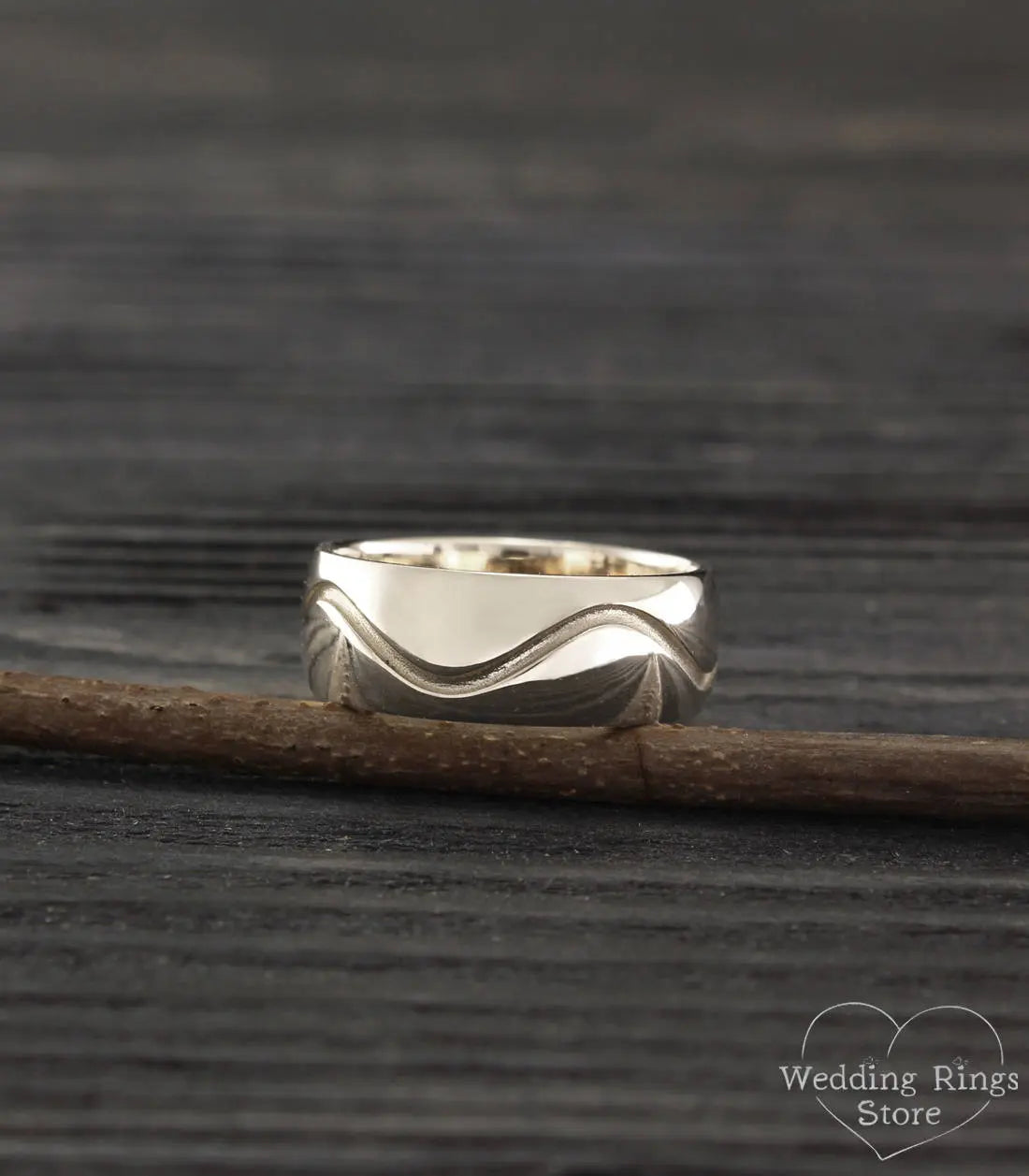 Sterling Silver Bold Wave Wedding Band