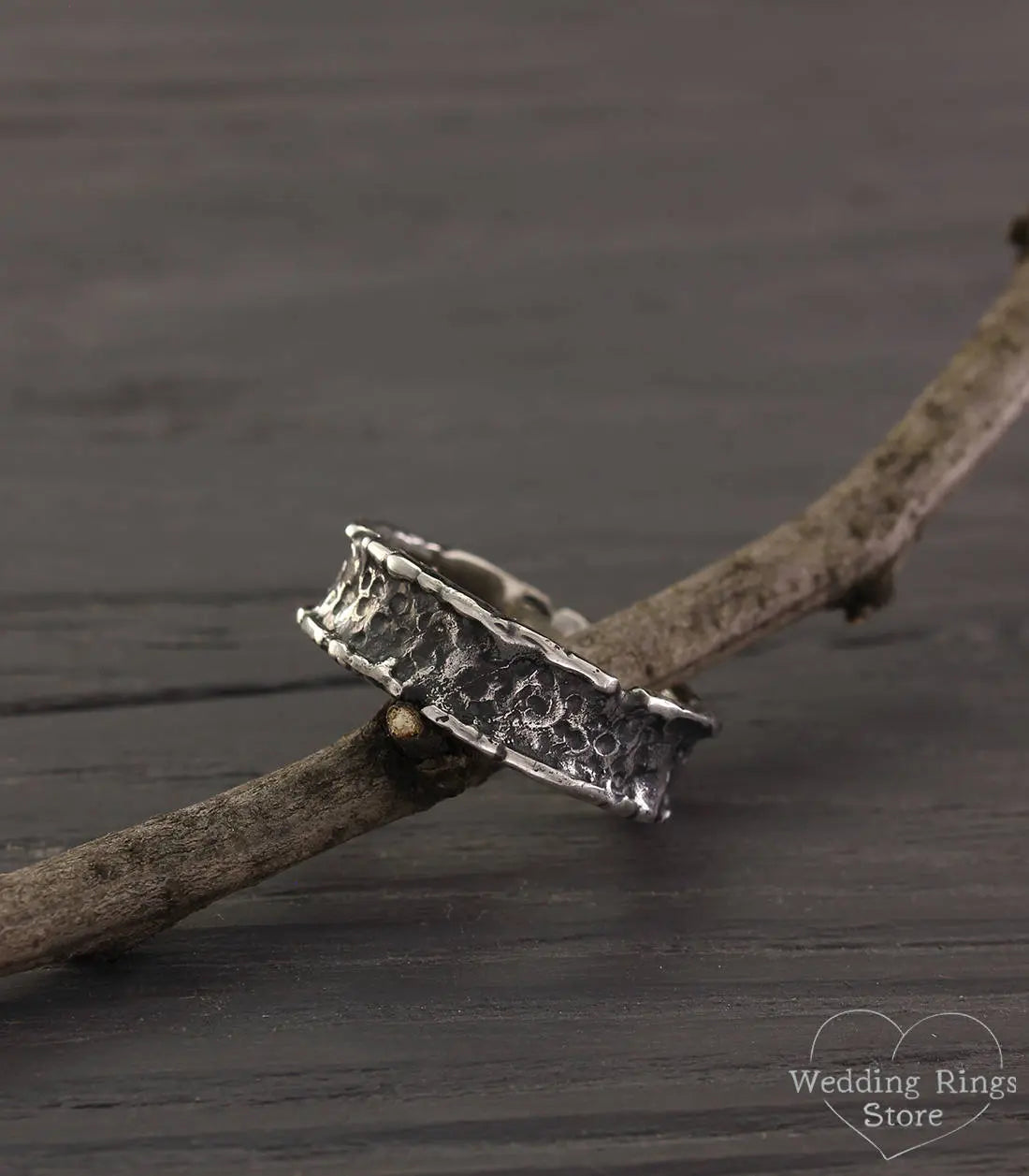 Exclusive Volcanic Wedding Band for men and women in Solid Silver