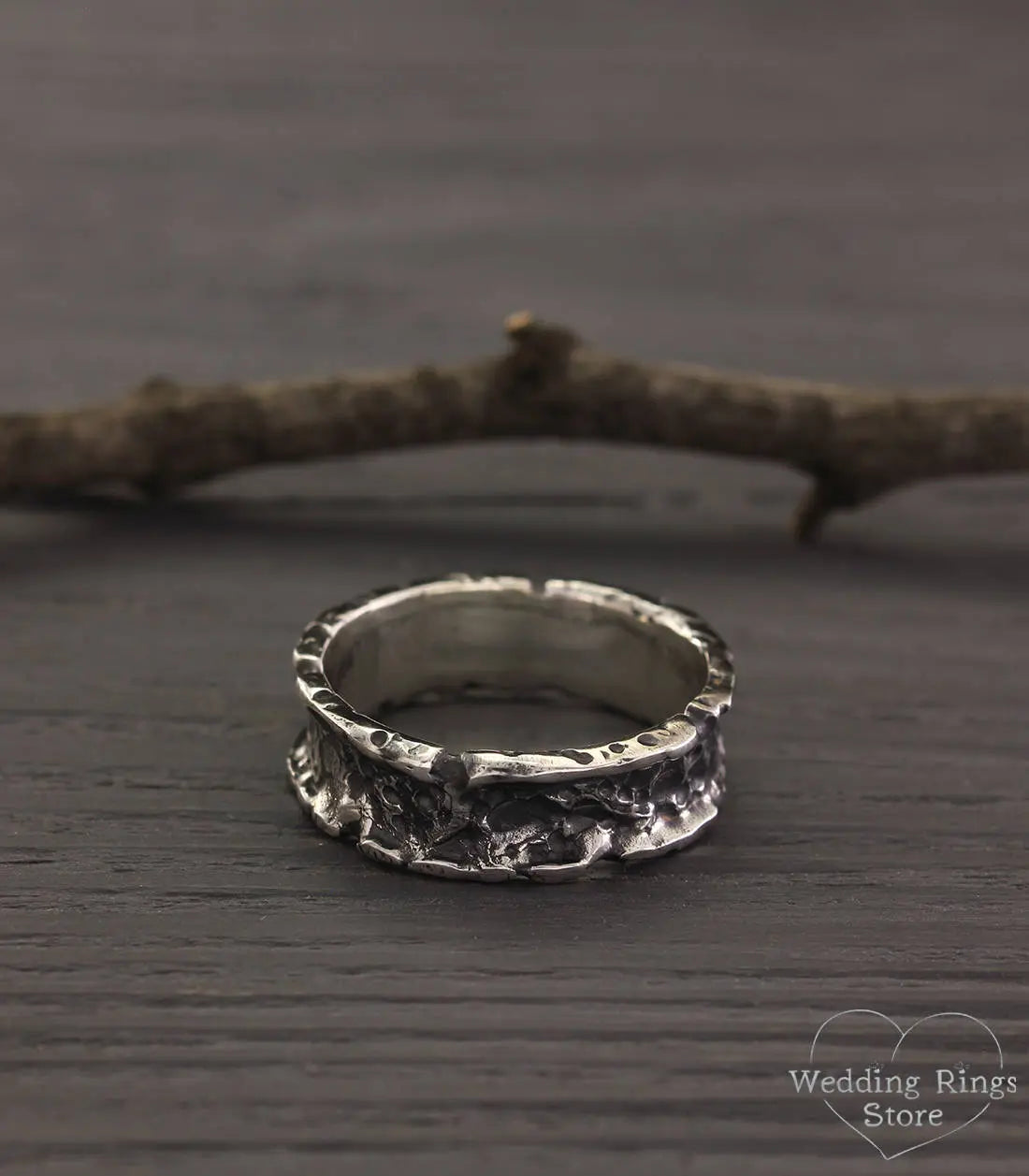 Exclusive Volcanic Wedding Band for men and women in Solid Silver