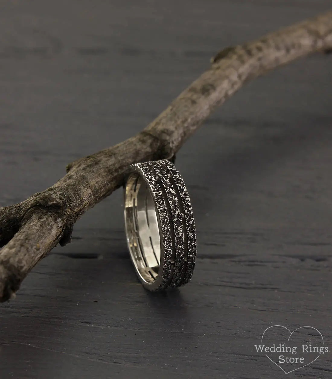 Unusual Heavy Silver Band in Oxidized finish