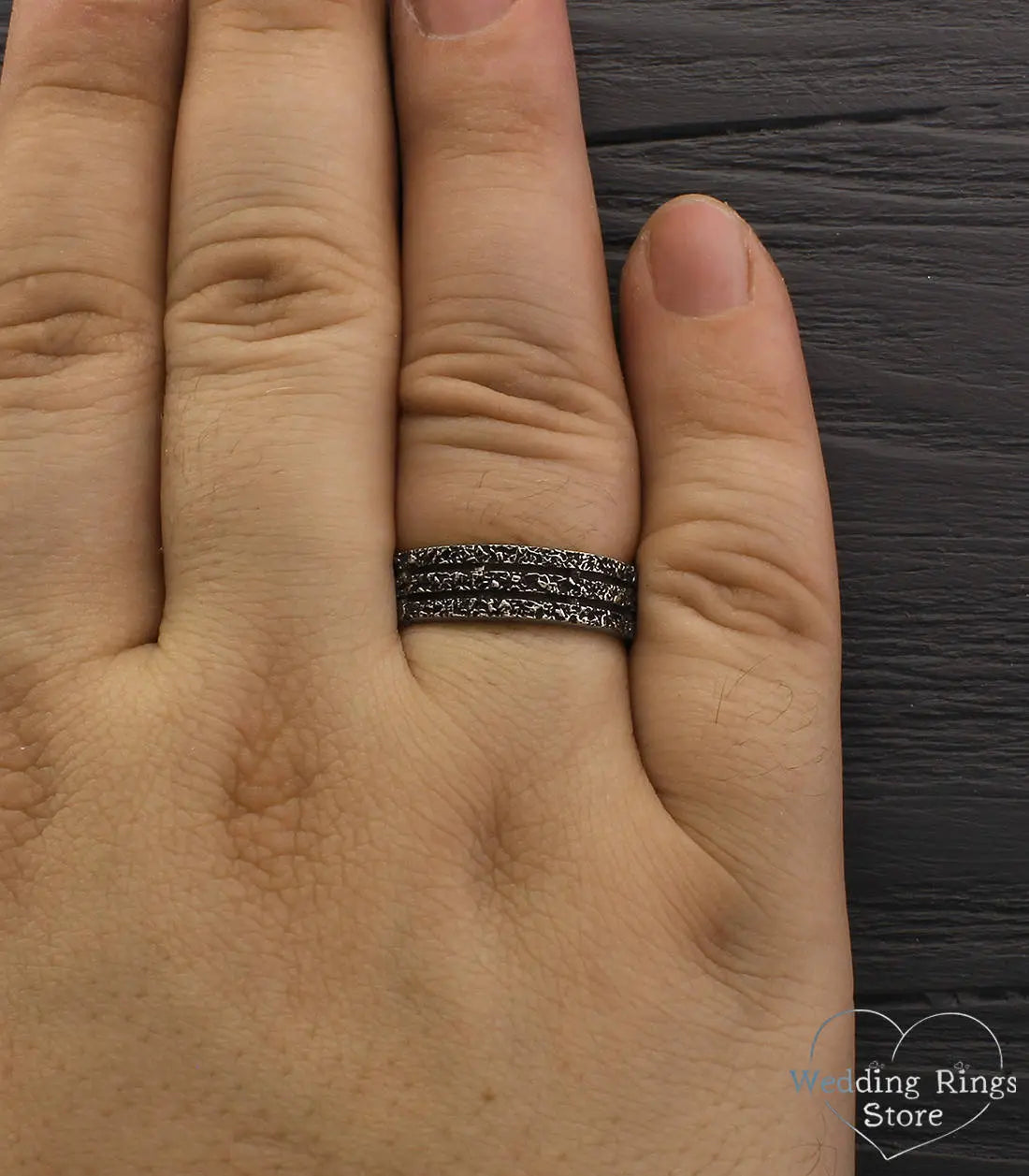 Unusual Heavy Silver Band in Oxidized finish