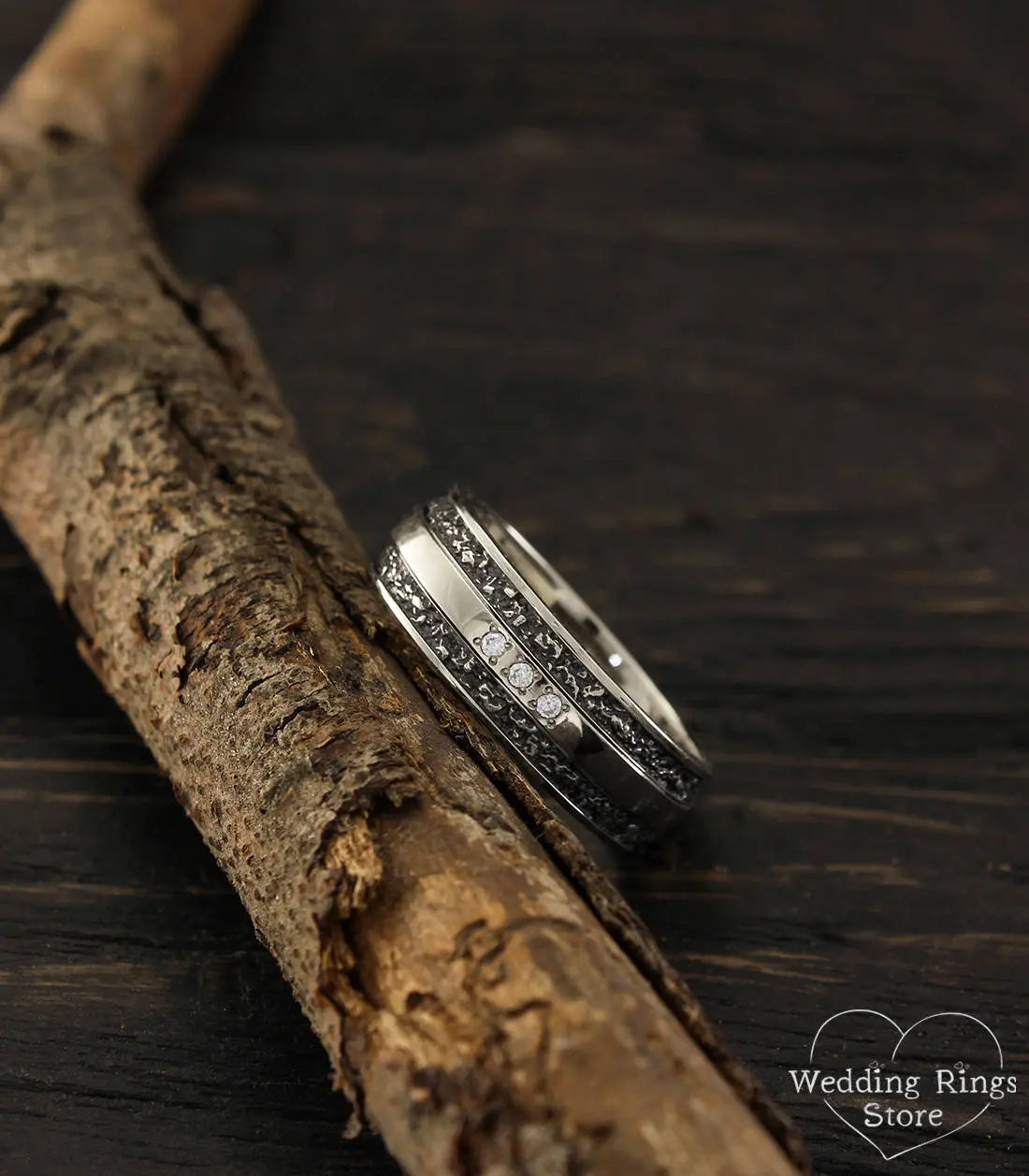 Classy & bold Men's Silver Diamond Wedding Band