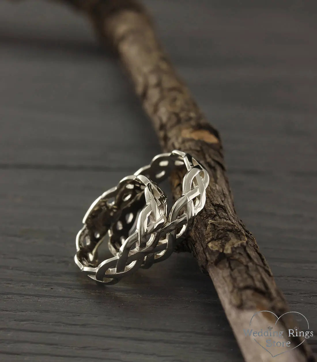 Silver Twist Wedding Bands — Braided Rings for Couple