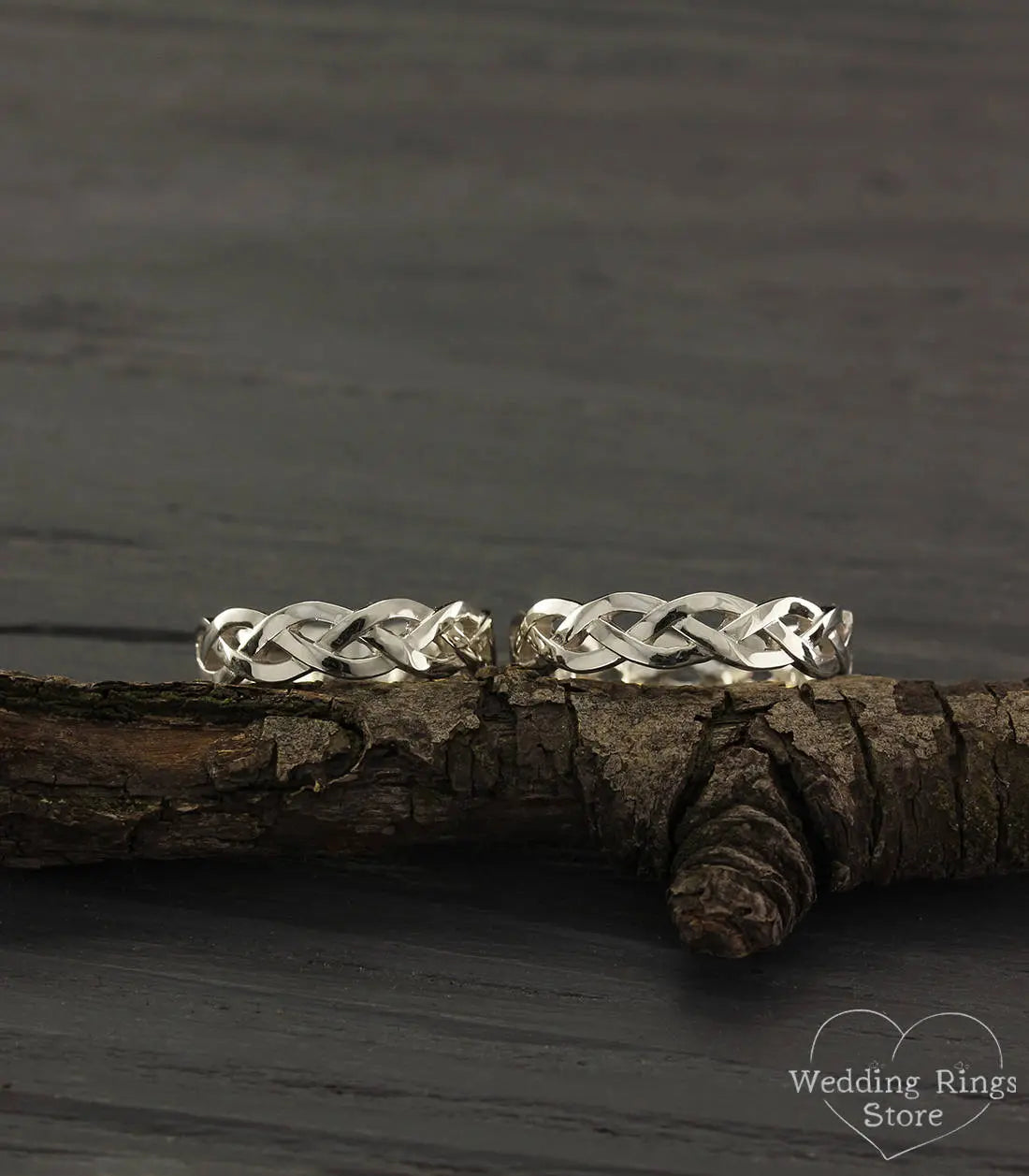 Silver Twist Wedding Bands — Braided Rings for Couple