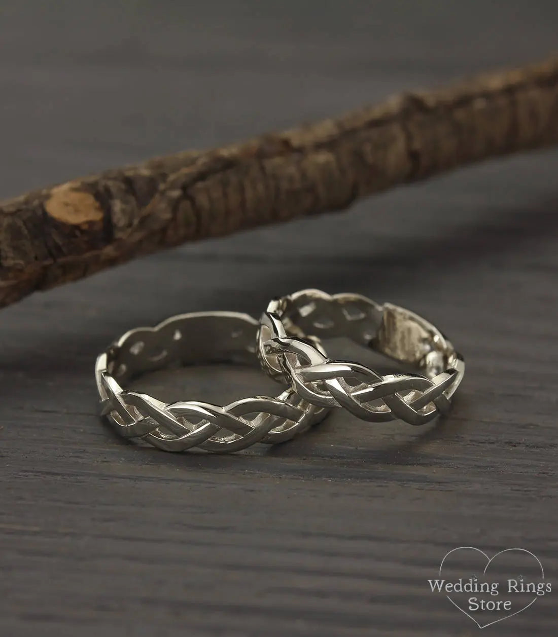 Silver Twist Wedding Bands — Braided Rings for Couple