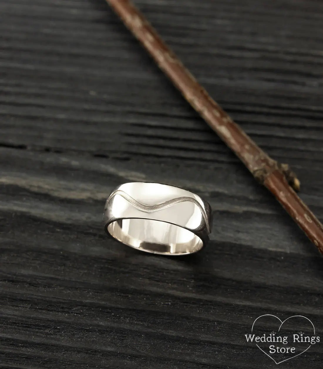 Sterling Silver Bold Wave Wedding Band