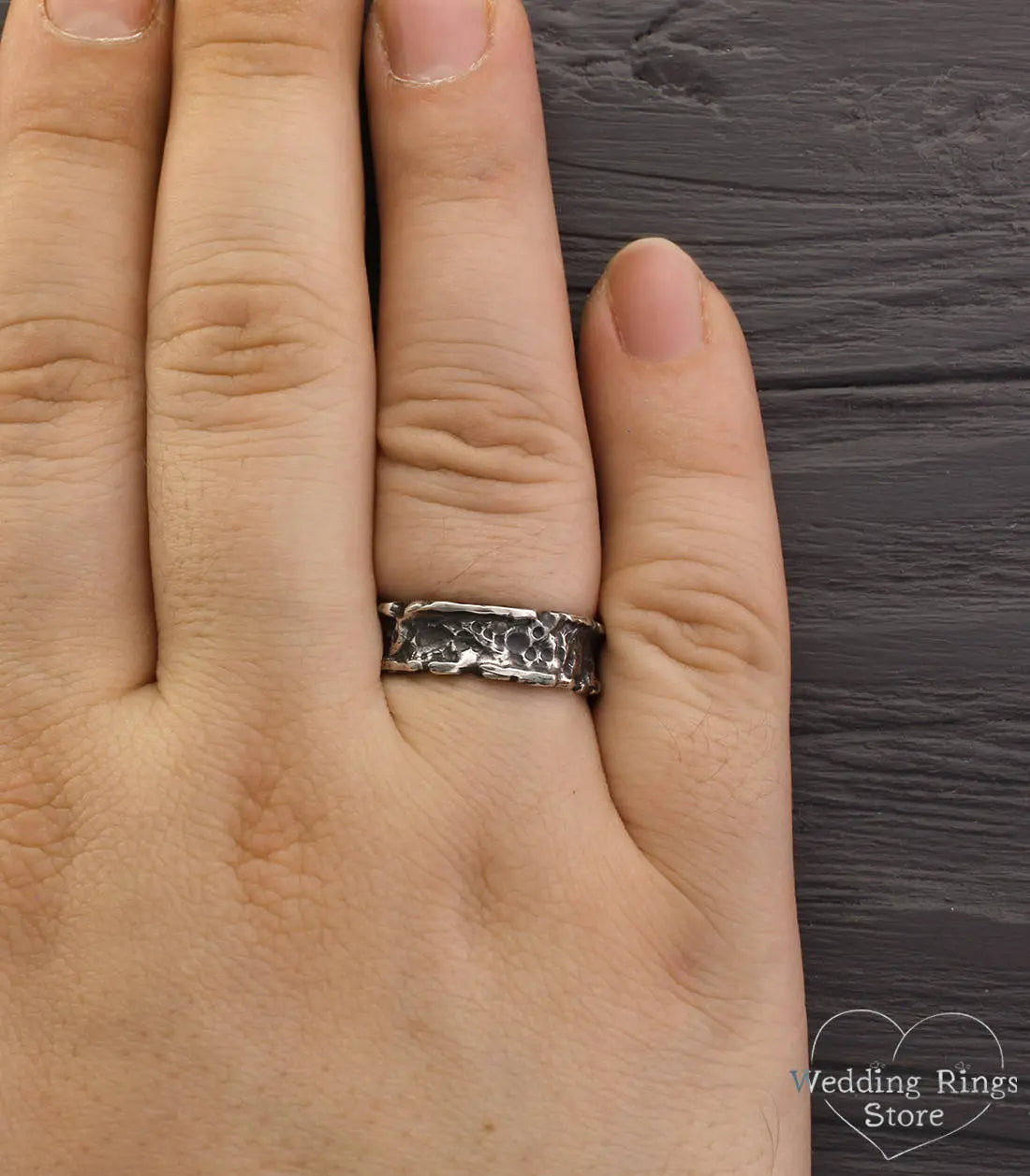 Exclusive Volcanic Wedding Band for men and women in Solid Silver