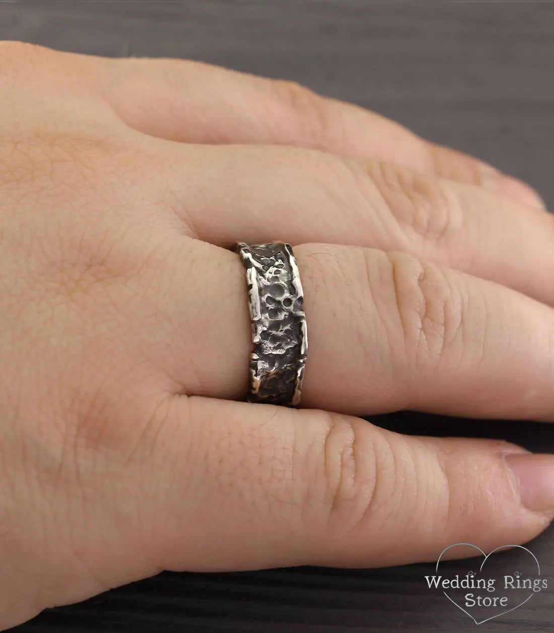 Exclusive Volcanic Wedding Band for men and women in Solid Silver