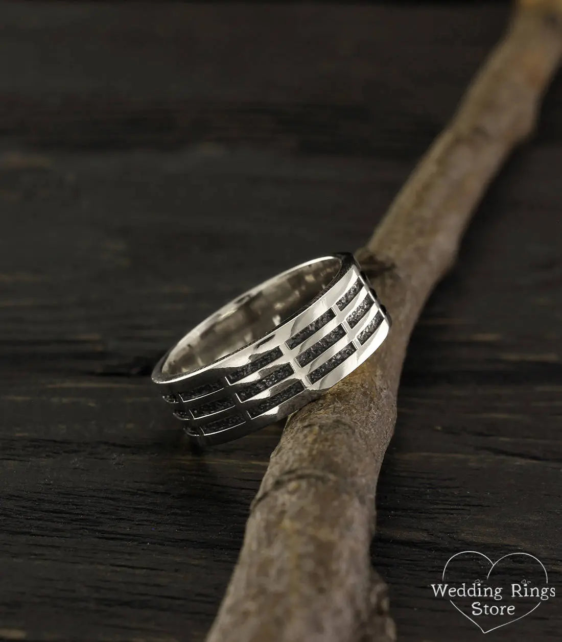 Oxidized inside Bold Textured Silver Ring with polished top