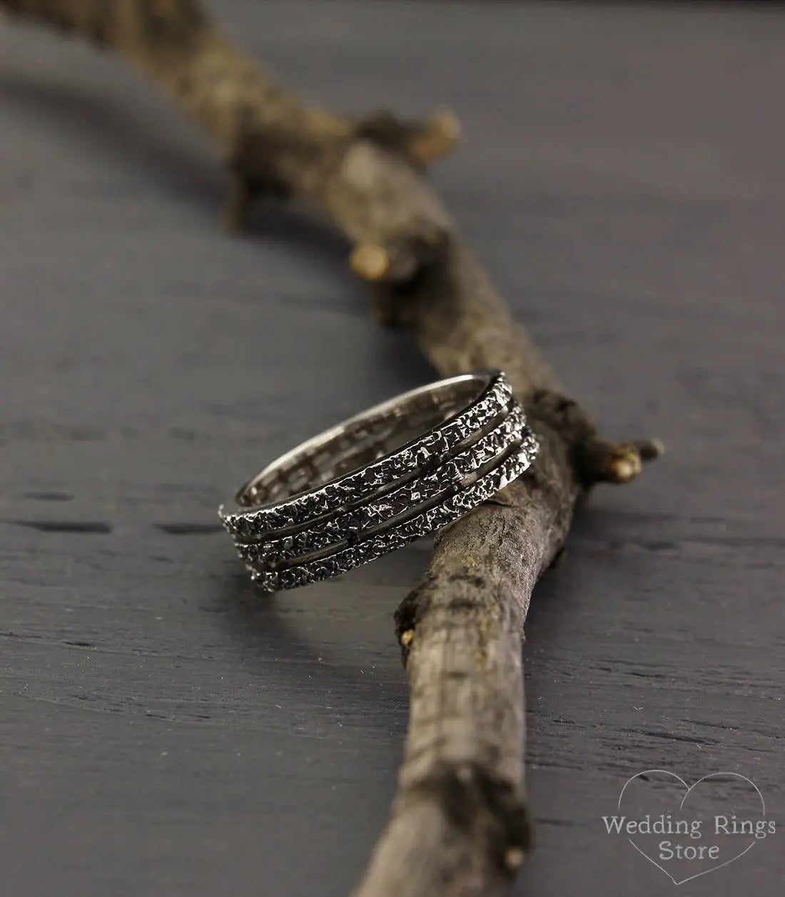 Unusual Heavy Silver Band in Oxidized finish