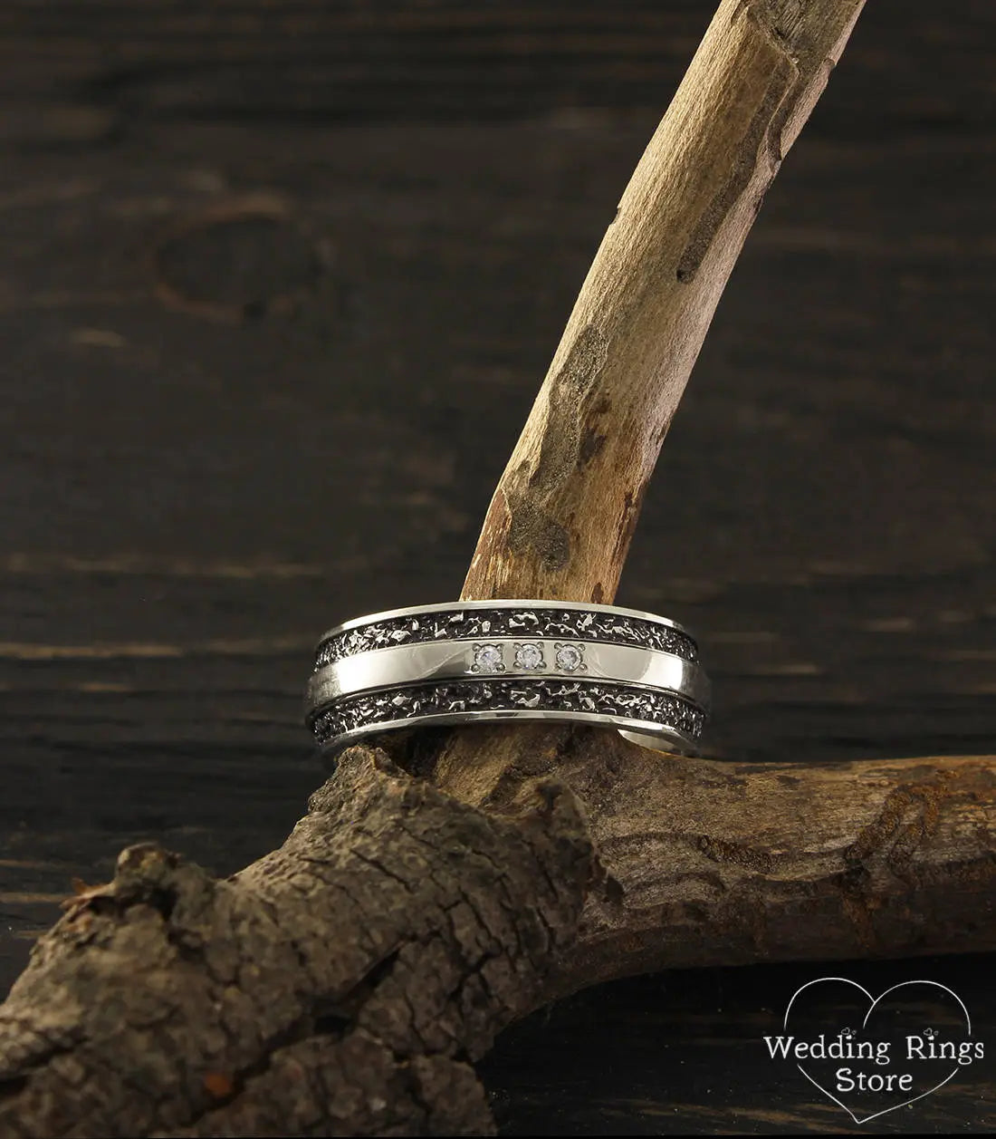 Classy & bold Men's Silver Diamond Wedding Band