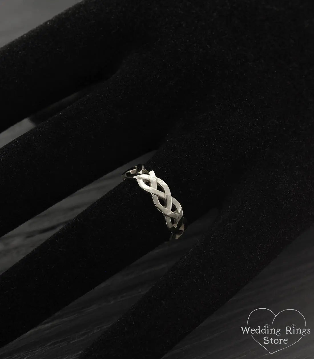 Silver Twist Wedding Bands — Braided Rings for Couple