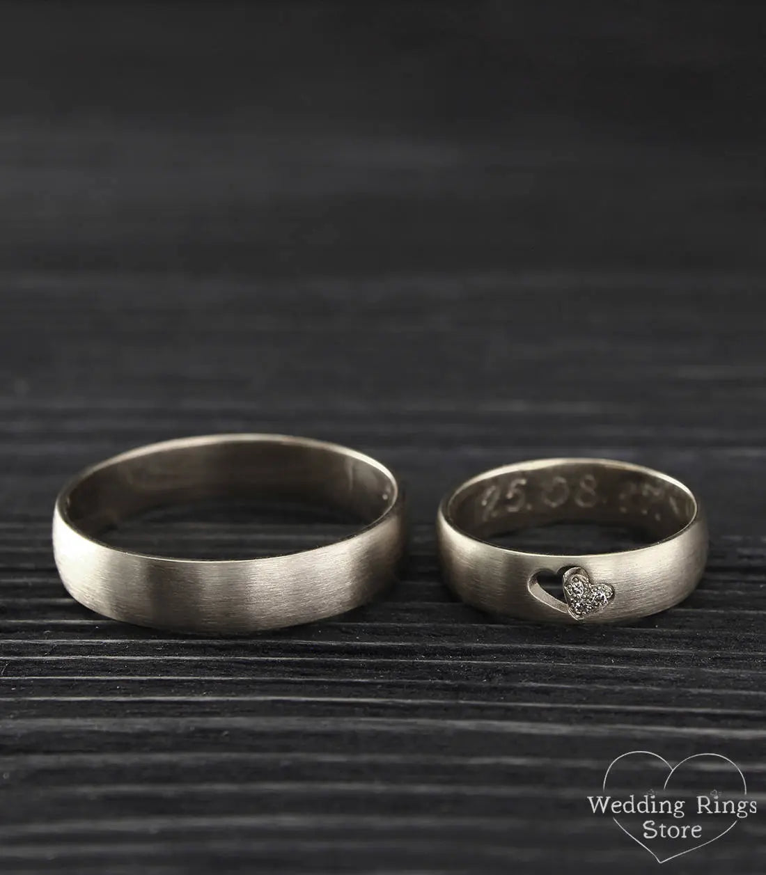 Traditional Plain Diamond Wedding Bands Set for Couples