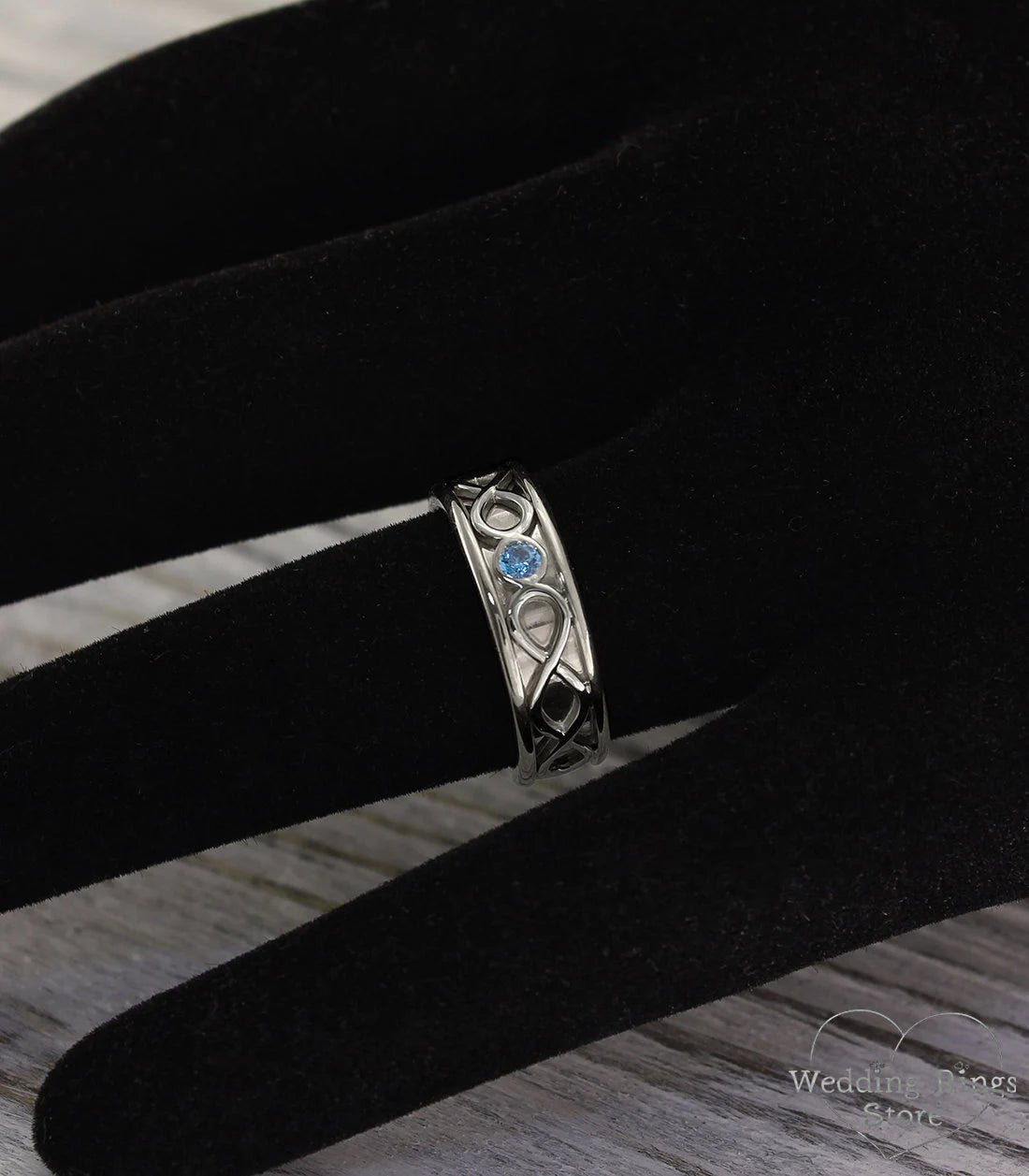 Elegant Topaz infinity Engagement Ring in Shiny finished Silver